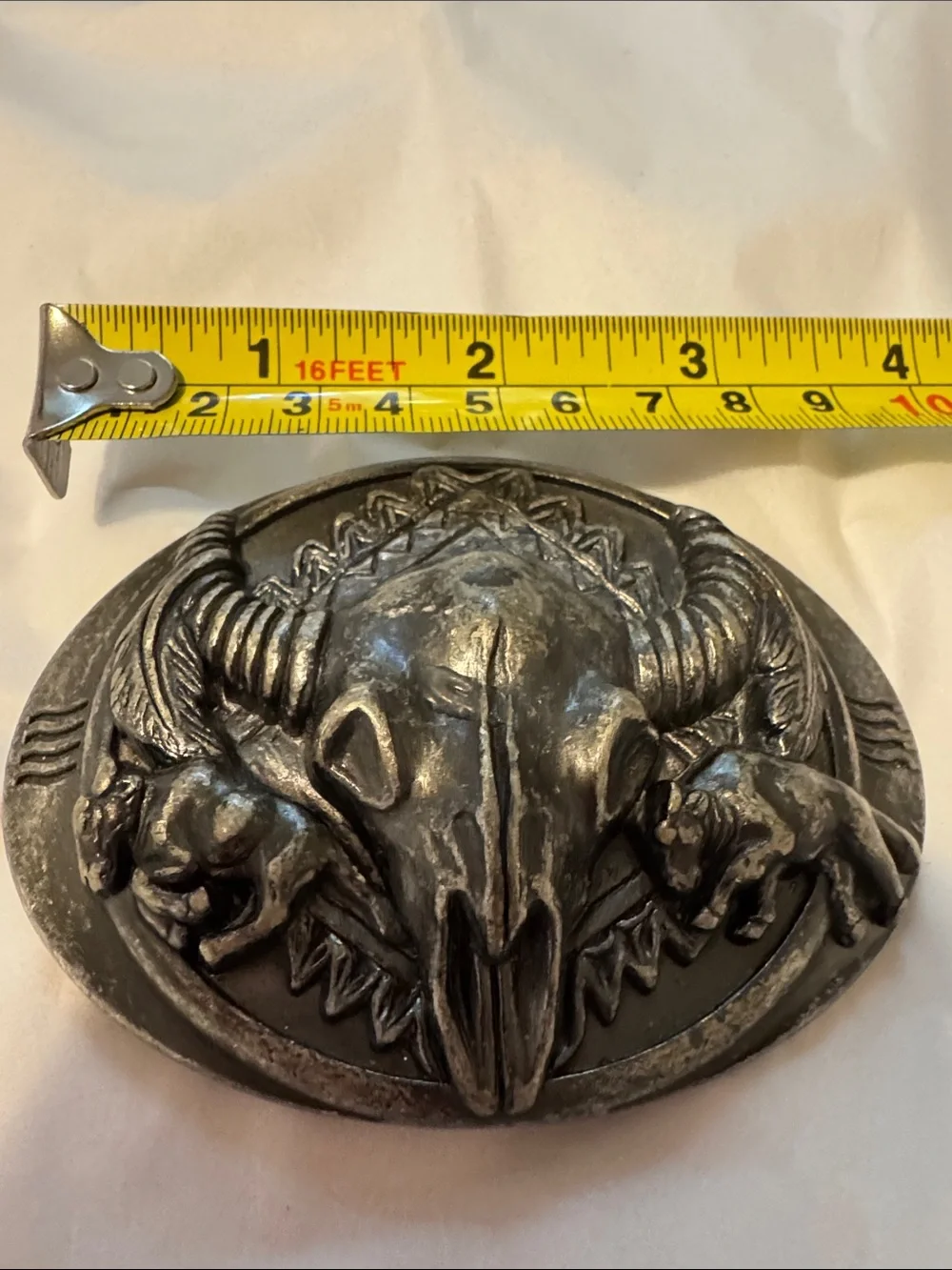 Vintage buffalo skull belt buckle